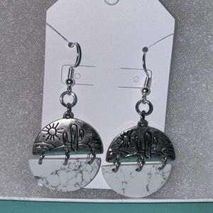 Handmade marble and metal earrings!